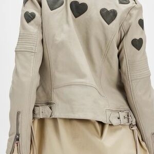 Stylish Tan Leather Jacket with Heart Accents